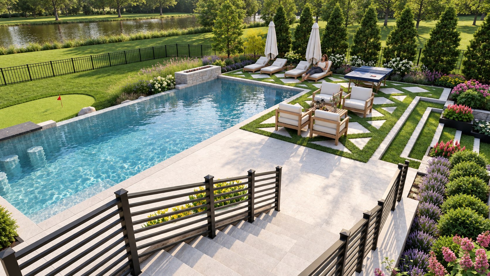 Terraced waterside garden · View 12