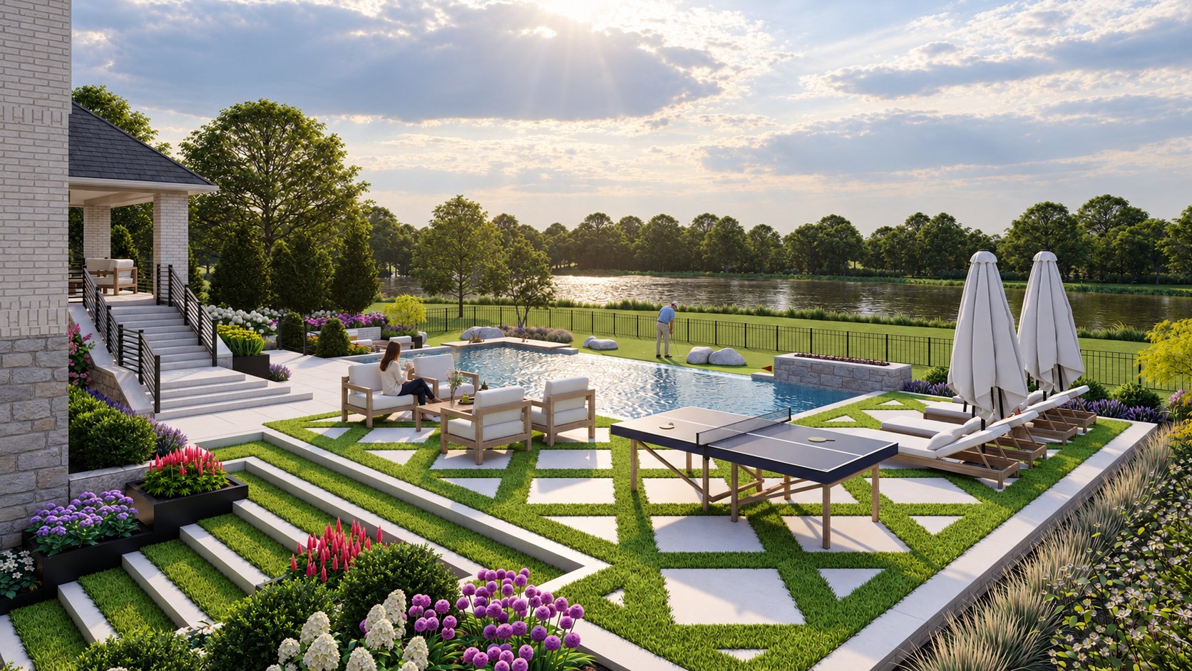 Terraced waterside garden · View 14