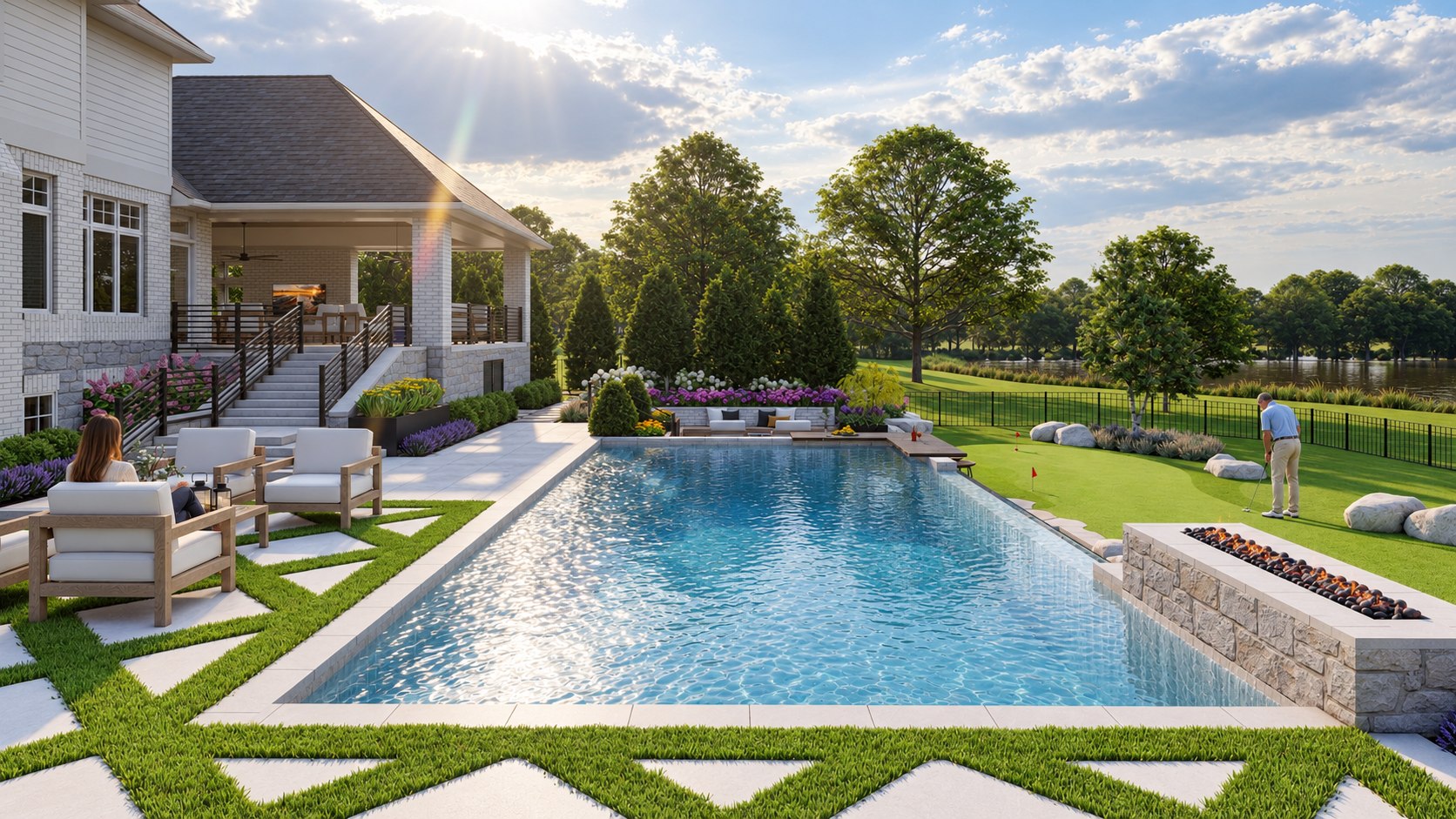 Terraced waterside garden · View 18