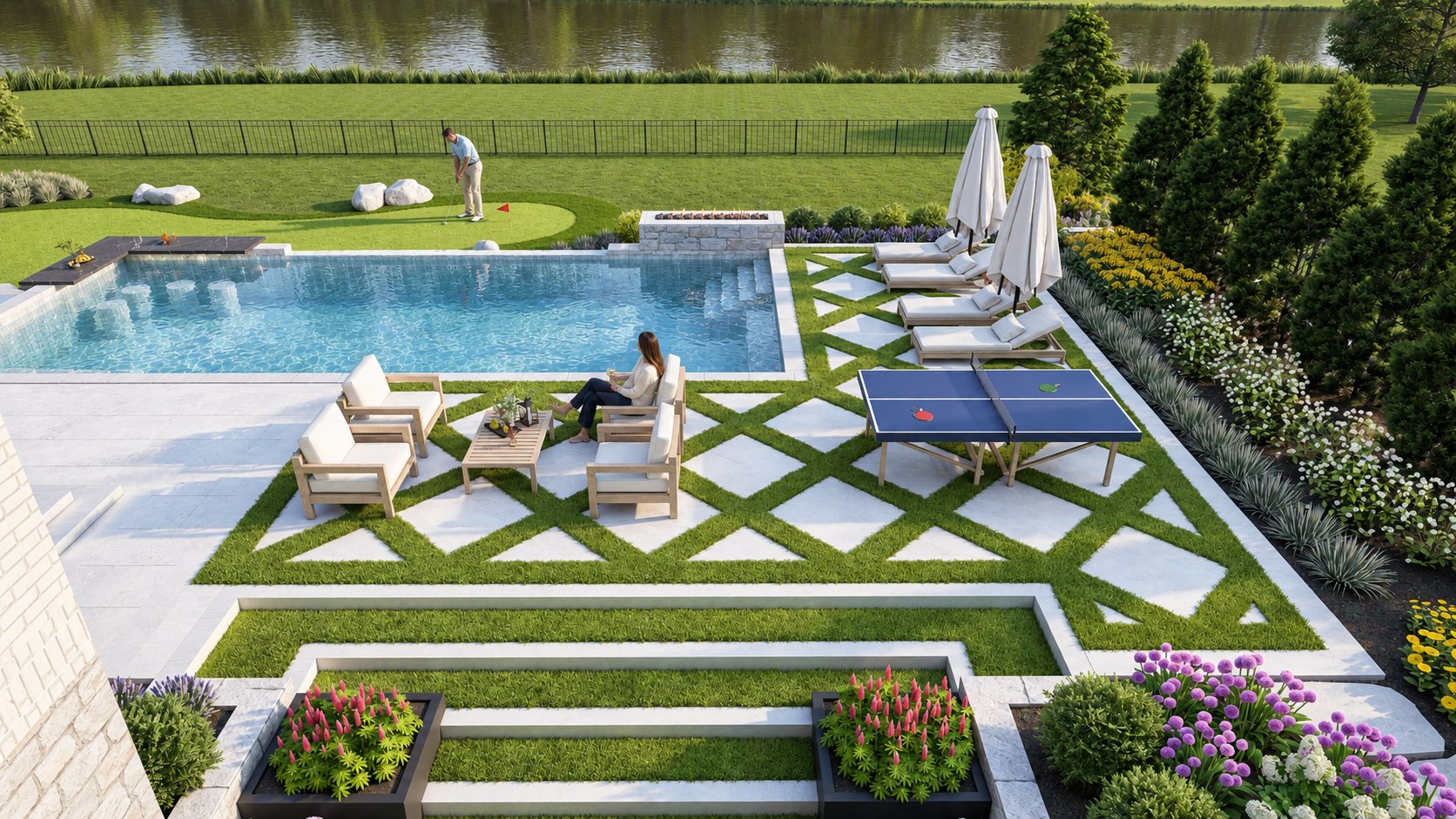 Terraced waterside garden · View 35