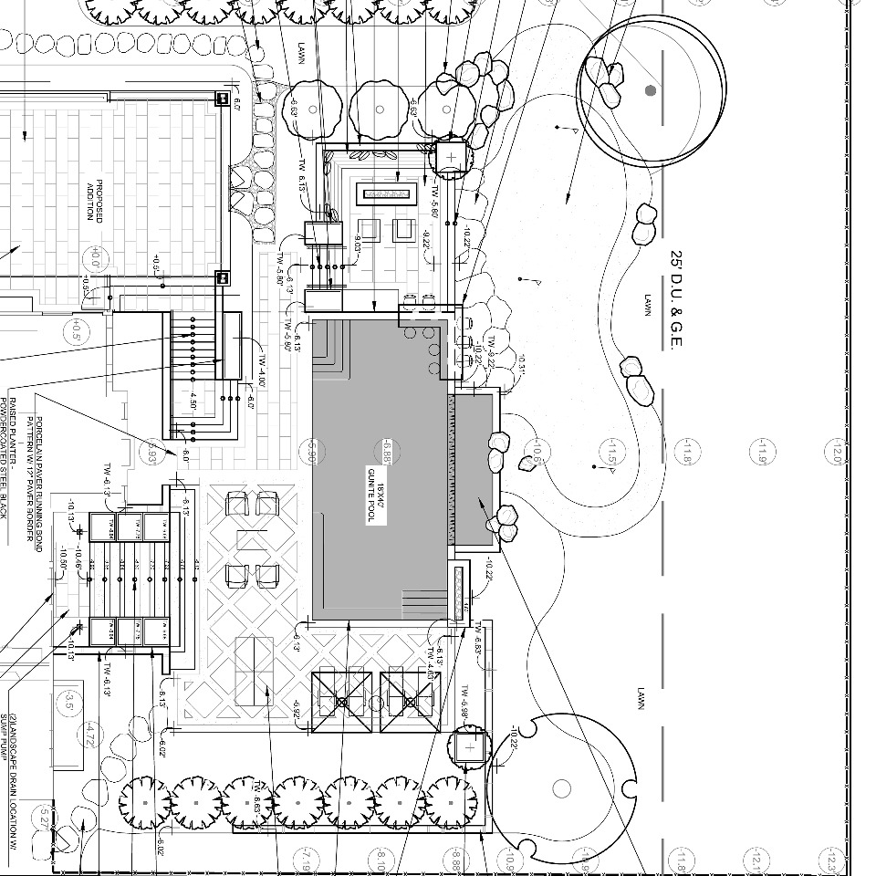 Terraced waterside garden / Supplied landscape plan