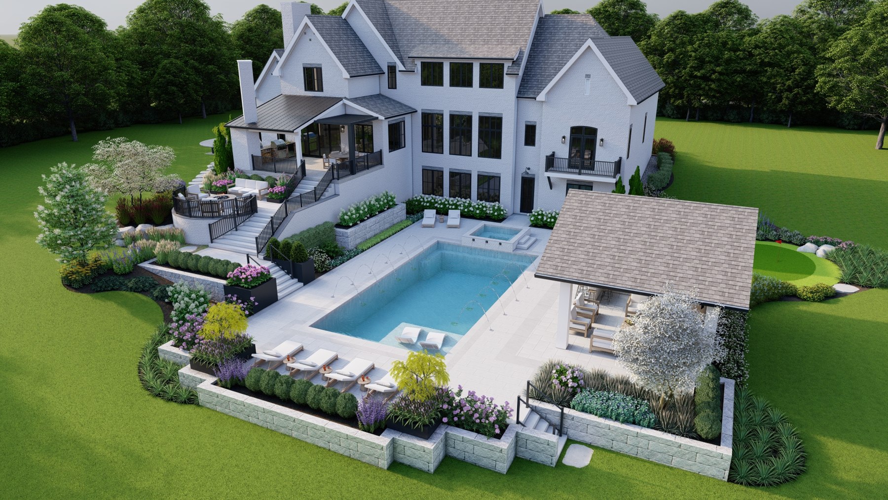 Garden across levels / Original Lumion render