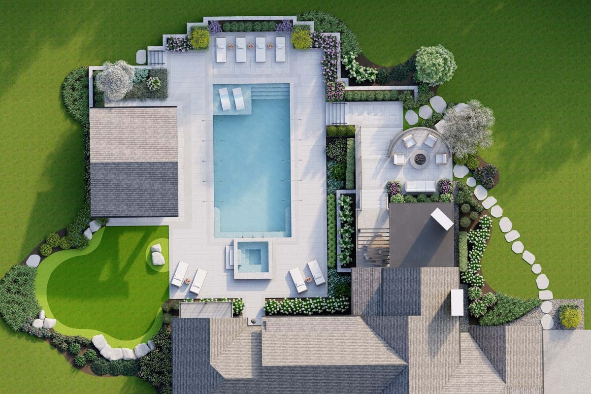 Garden across levels / Lumion top view